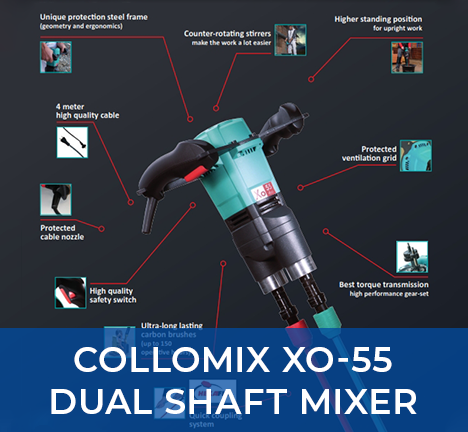 COLLOMIX X0-55 DUAL SHAFT MIXER w/paddles